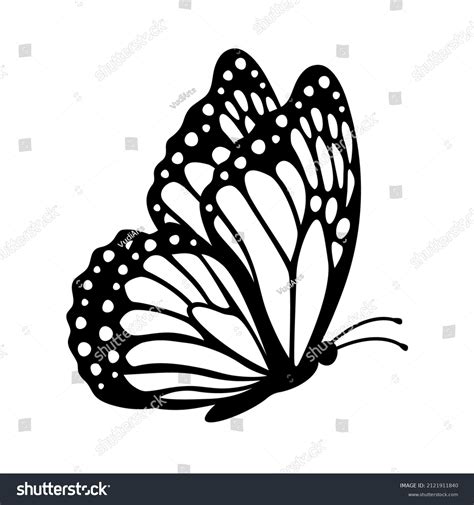 Monarch Butterfly Silhouette Side View Vector Stok Vektör (Telifsiz ...