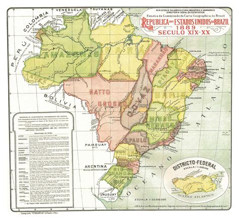 Republic of the United States of Brazil, 1889 #map #brazil #brasil ...