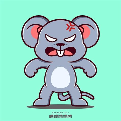 Premium Vector | Cute Angry Mouse Cartoon Illustration