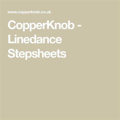 Copperknob Stepsheet