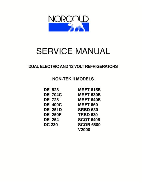 Norcold Refrigerator Parts Manual