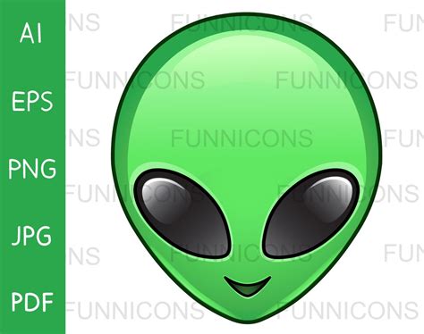 Clipart Cartoon of a Green Alien Emoji Emoticon Face Icon Ai - Etsy