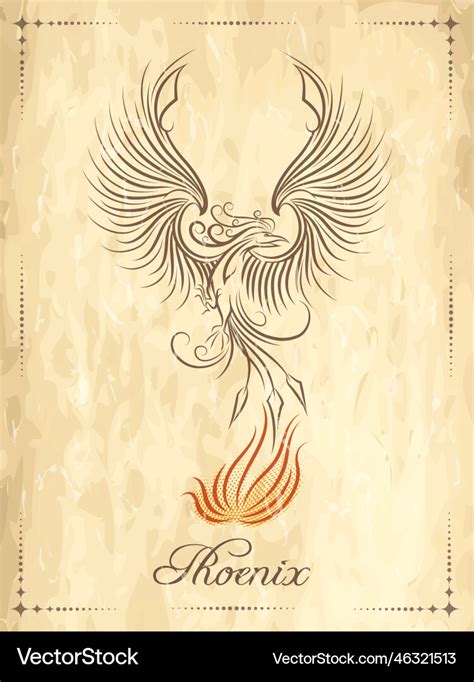 Phoenix bird ancient symbol of rebirth emblem Vector Image