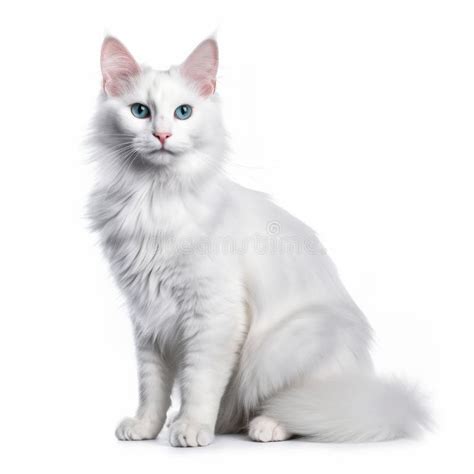 Delicate Dutch Flemish Style: Cute White Cat with Blue Eyes Stock Illustration - Illustration of ...
