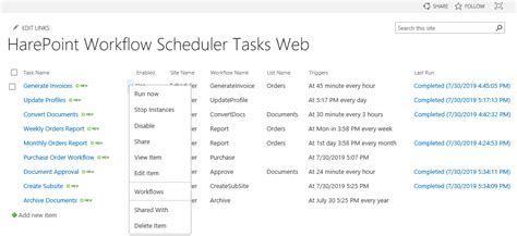 HarePoint Workflow Scheduler for SharePoint screenshots