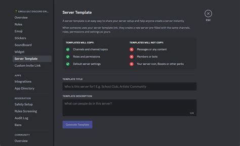 How to use Discord templates