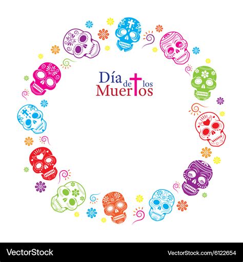 Day of the dead skulls frame Royalty Free Vector Image