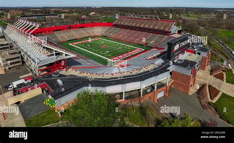 Rutgers NJ Football Stadium - Aerial view of the Rutgers University ...