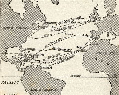 Map-showing-voyages-Christopher-Columbus-and-John Cabot.