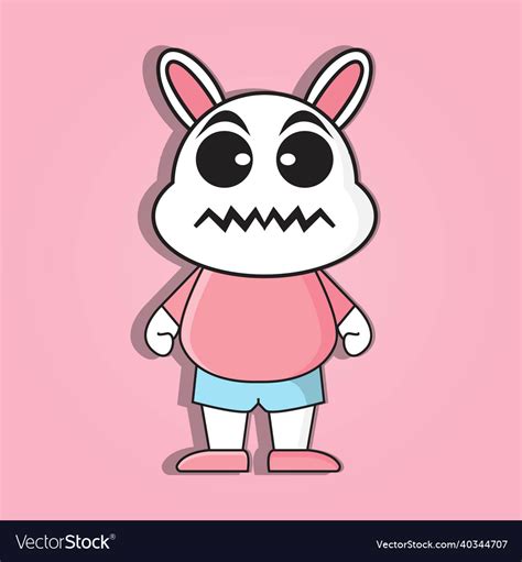 Cute scary bunny character cartoon nft Royalty Free Vector