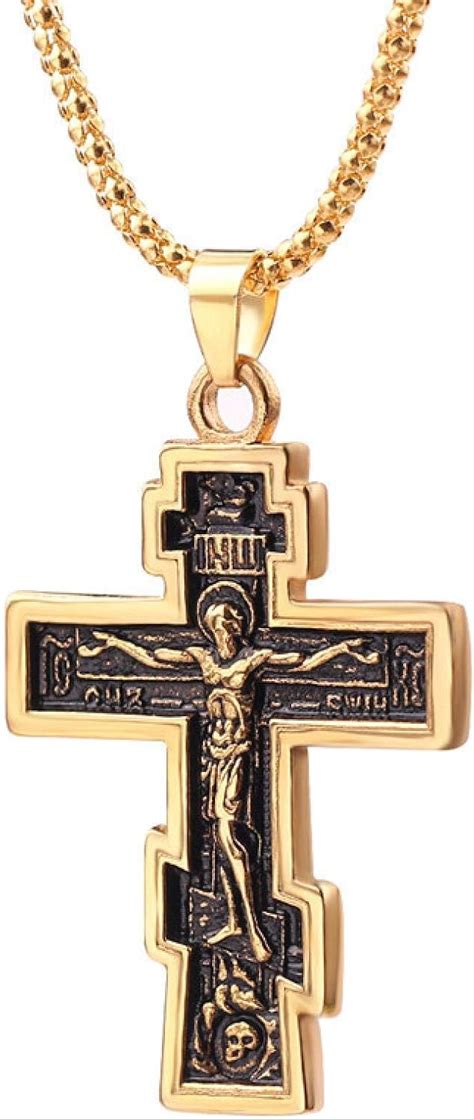 Cross Necklace Orthodox Christianity Jewelry Alloy Gold Pendant ...