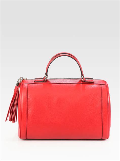 Gucci Soho Boston Bag in Red | Lyst