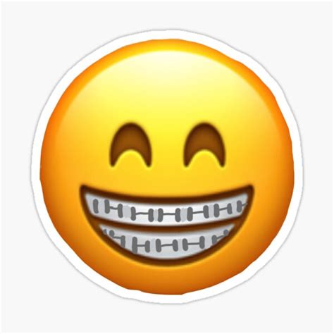 "Braces Smiling Emoji" Sticker for Sale by JasmineMazoch | Redbubble