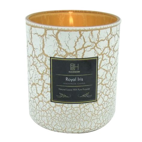 12oz luxury unique crackled patterns glass candle holders jars for wedding with lids in bulk ...