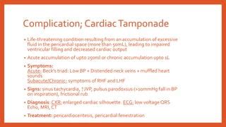 Pericarditis and it's diagnosis, treatment and complications. | PPT