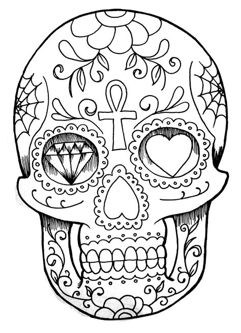 El dia de los muertos skull hand drawing - El Día de los Muertos Adult ...