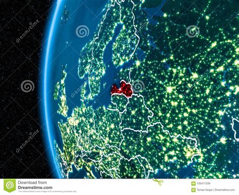 Latvia on Earth at night stock illustration. Illustration of night - 105411539