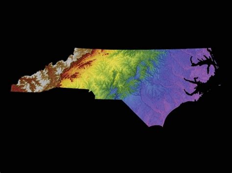 North Carolina Color Elevation Map - Etsy