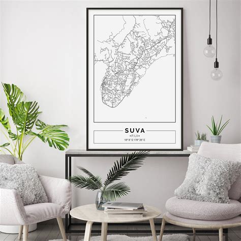 Suva map print Suva map poster Suva wall art Suva Fiji art | Etsy