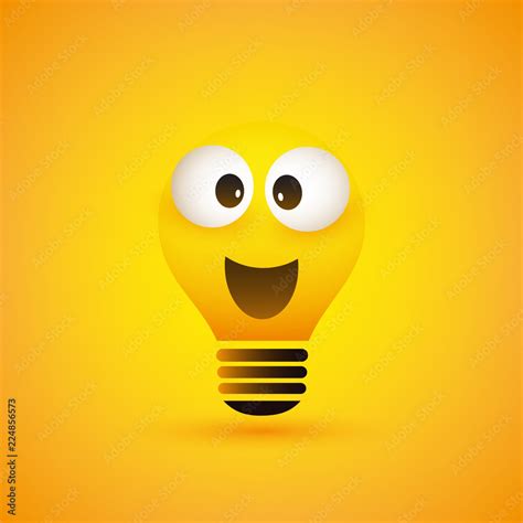 Smiling Light Bulb Emoji with Pop Out Eyes - Simple Shiny Happy ...