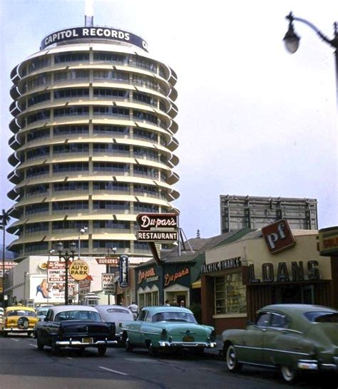 Capitol Records building, Vine Street, Hollywood, 1956