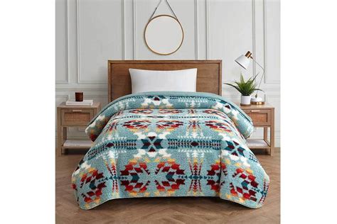 Pendleton Sherpa Fleece Machine Washable Blanket, Legend Lake Aqua ...