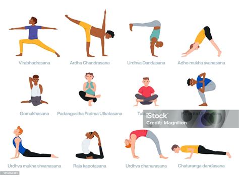 Male Yoga Poses Stock Illustration - Download Image Now - Yoga, Stretching, Illustration - iStock