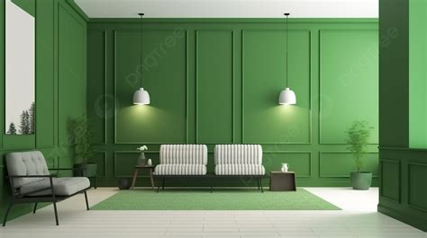 Green Wall Living Room Interior Design Mockup A Striking 3d Visualization Background, Modern ...