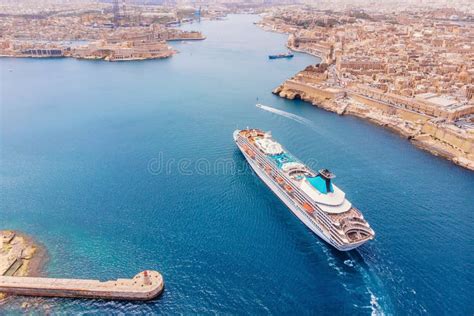 Cruise Ship Liner Port of Valletta, Malta. Aerial View Photo Stock Photo - Image of aerial, city ...