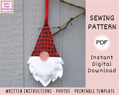 Gnome Christmas Tree Ornaments PDF Sewing PATTERN Digital - Etsy