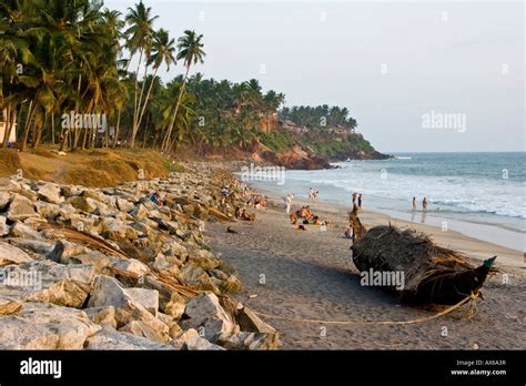 beach sunset varkala india kerala cliff Stock Photo - Alamy