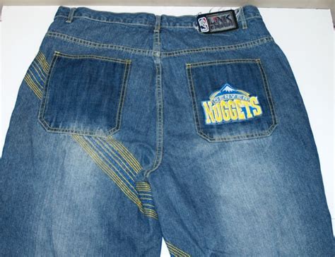 UNK DENVER NUGGETS LOGO BLUE DENIM WIDE LOOSE -JEANS SZ-38 MEASURE 38X33 #UNKDENVERNUGGETS # ...