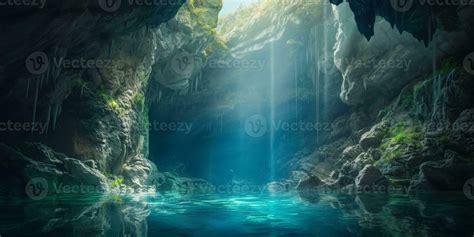 Cave and water blurred background, AI Generateand 26198290 Stock Photo ...