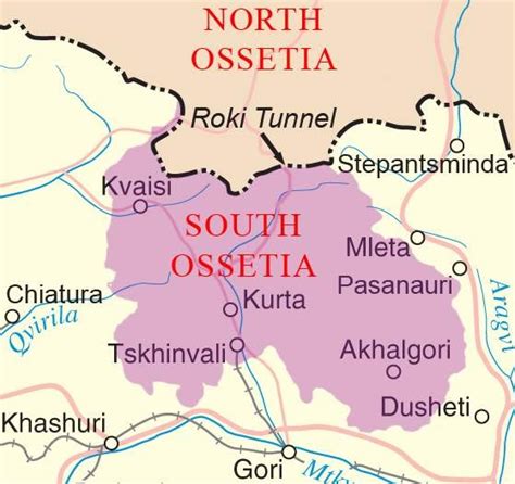 Geografía Política : Mapa político de Osetia del Sur.