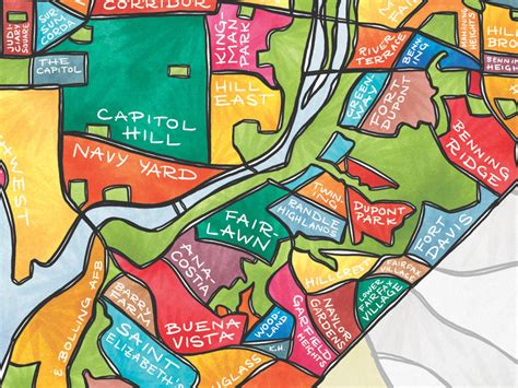 Washington DC Neighborhoods Art Map Poster – Jenni Bick Custom Journals