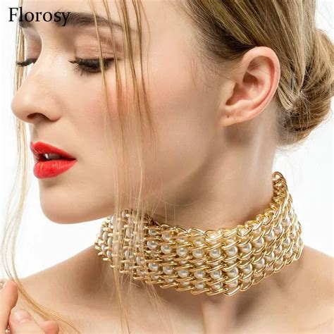 Aliexpress.com : Buy maxi chunky gold chain pearl choker necklace for women 2018 new fashion ...