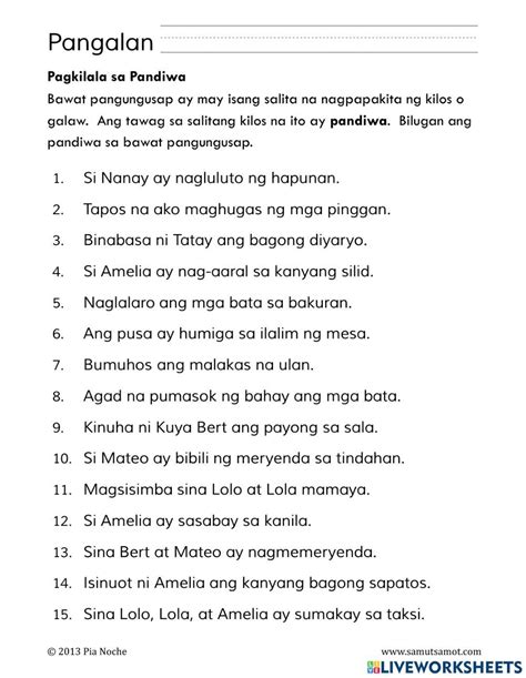 Pangalang pambalana at pangalang pantangi worksheet – Artofit