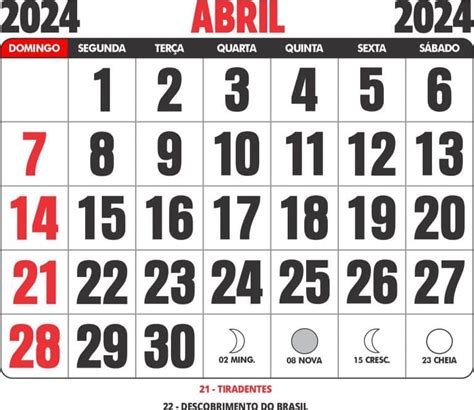 Calendário Abril 2024 - Imagem Legal