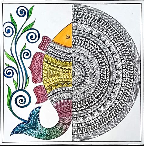 Fish - Indian Art - Mandala Style (30 x 30 cms) - International Indian ...