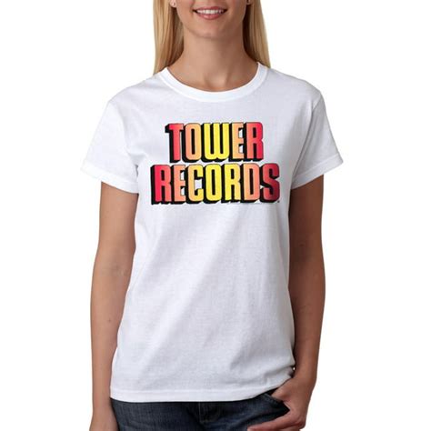 Tower Records - Tower Records Logo Shadow Women's White T-shirt NEW ...