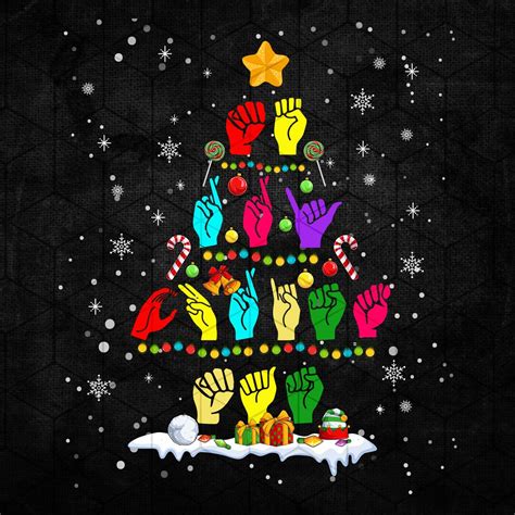 American Sign Language Christmas Tree Png, Merry Christmas ASL Png, ASL Christmas Lights Png ...