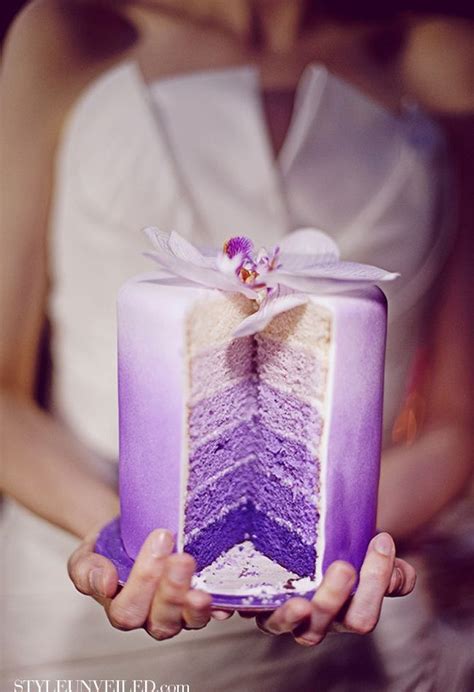 lavender ombre wedding cake, chiffon wedding dresses, garden wedding ...