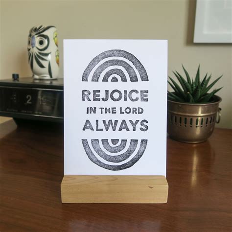 Rejoice in the Lord Always 5x7 Print // Block Print // | Etsy