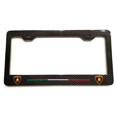 Lamborghini Logos Only With Italy Stripe 2x2 Carbon Fiber License Plate ...