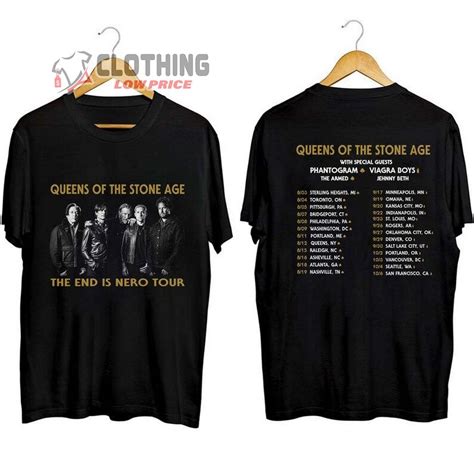 Queens Of The Stone Age Rock Band T-Shirt, The End Is Nero Tour 2023 Queens Of The Stone Age ...