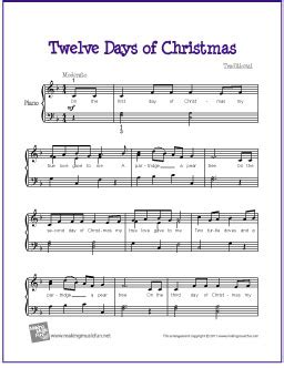 Twelve Days of Christmas | Free Easy Piano Sheet Music - MakingMusicFun.net