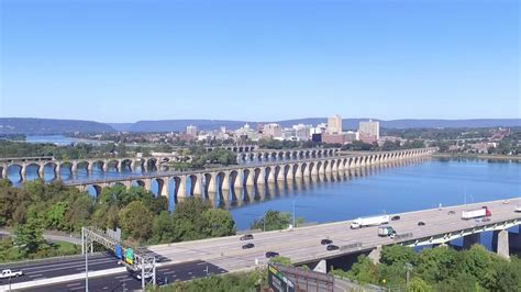 Aerial footage of Harrisburg PA skyline - YouTube