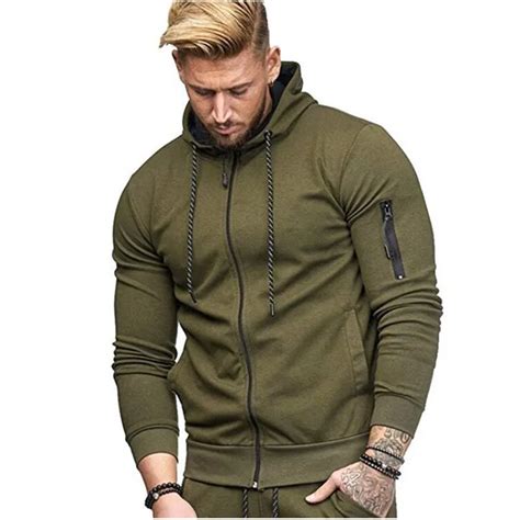 Army Green Solid Color Hoodies Men's Thick Clothes Oversized Hoodie Sweatshirts Men Hip Hop ...