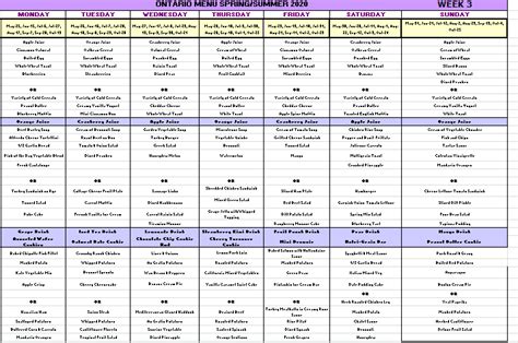 Sunnycrest Dining: 2020 Spring/Summer Menu