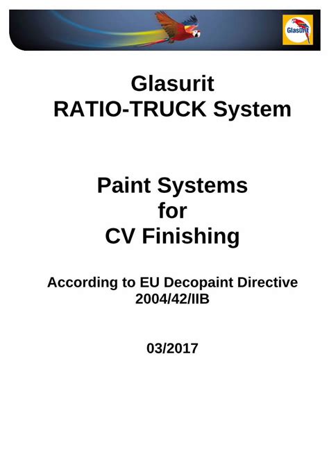 (PDF) Glasurit RATIO-TRUCK System Paint Systems for CV …tech-info ...